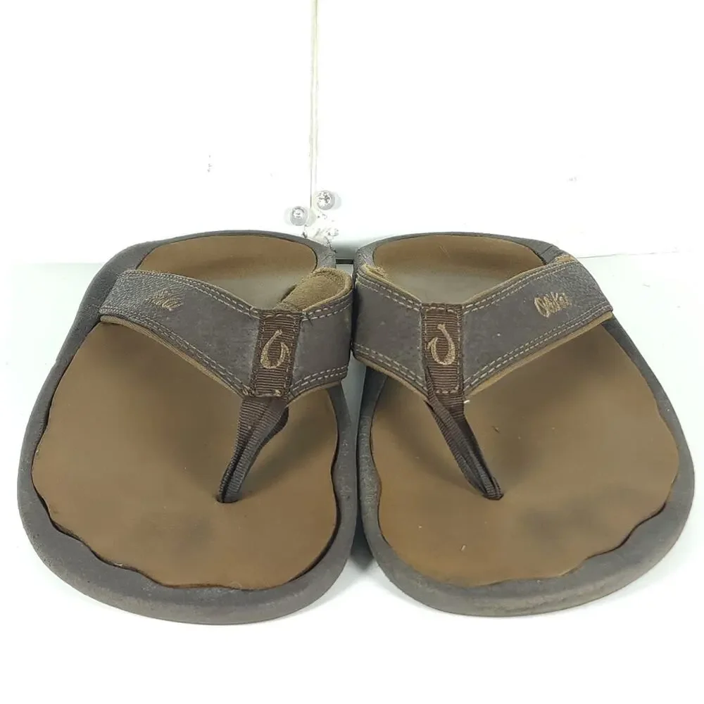 Olukai Men's Ohana US10 Brown Slip On Flat Thong Sandals